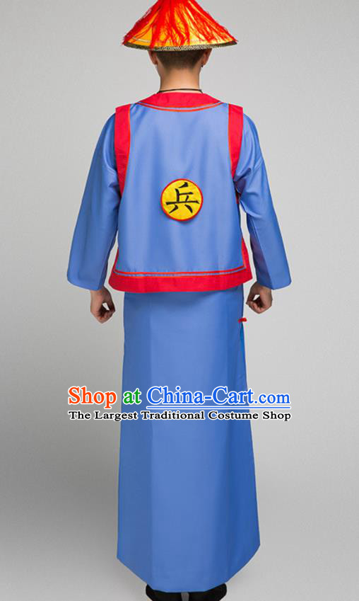 Chinese Qing Dynasty Imperial Bodyguard Costumes Ancient Soldier Yayi Clothing and Hat