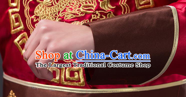 Chinese Qing Dynasty Prince Costumes Ancient Royal Highness Red Robe Clothing