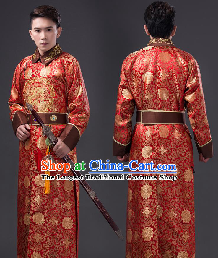 Chinese Qing Dynasty Royal Princess Red Imperial Robe Costume Ancient Emperor Clothing
