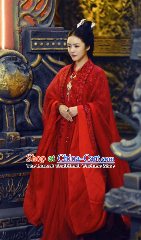 Chinese Romance Series The Blessed Girl Yin Zhuang Wedding Garment Costumes Ancient Palace Woman Red Dress Clothing and Headpieces
