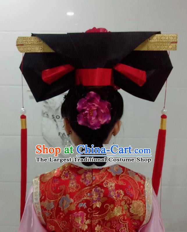 China Ancient Noble Woman Giant Wing Hair Accessories Traditional Qing Dynasty Princess Consort Headdress TV Series My Fair Princess Headpiece