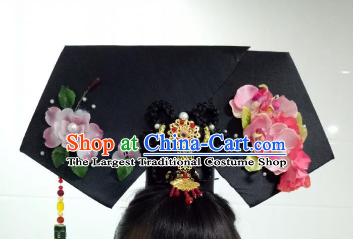 China Traditional Qing Dynasty Imperial Consort Headdress TV Series Empresses in the Palace An Ling Rong Headpiece Ancient Court Woman Giant Wing Hair Accessories