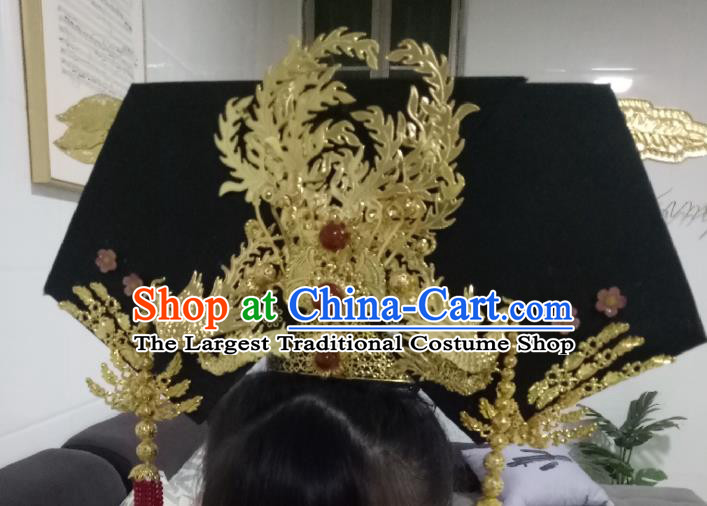 China Ancient Imperial Consort Giant Wing Hair Accessories Traditional Qing Dynasty Golden Phoenix Headdress TV Series Empresses in the Palace Zhen Huan Headpiece