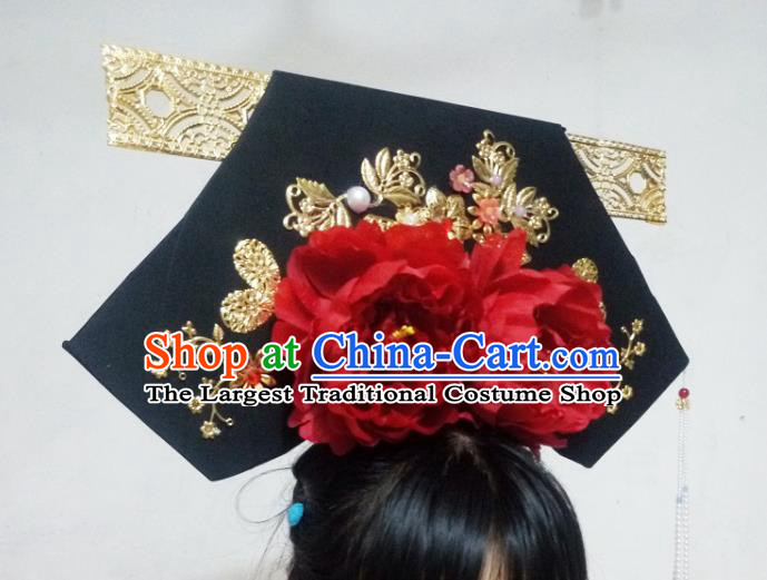 China TV Series Treading On Thin Ice Ruo Xi Headpiece Ancient Court Lady Hair Accessories Traditional Qing Dynasty Princess Giant Wing Headdress