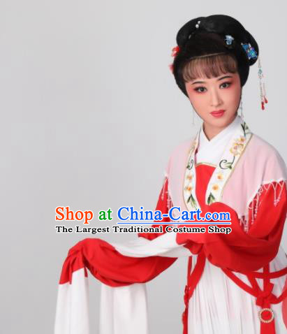 Chinese Ancient Young Woman Clothing Peking Opera Actress Costumes Traditional Huangmei Opera He Wenxiu Red Dress Garments