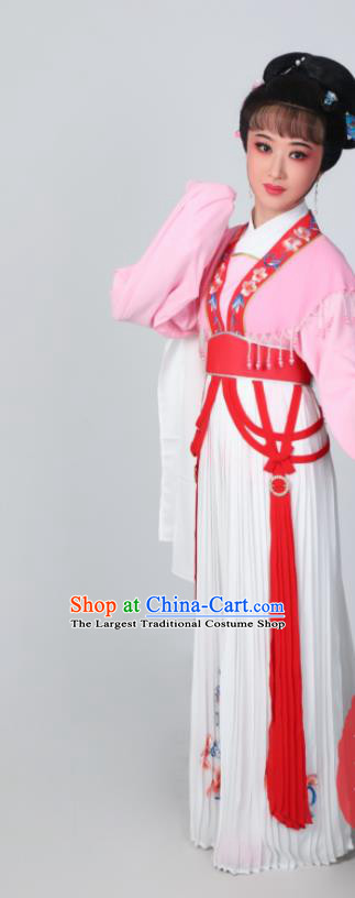 Chinese Traditional Huangmei Opera He Wenxiu Pink Dress Garments Ancient Young Woman Clothing Peking Opera Actress Costumes