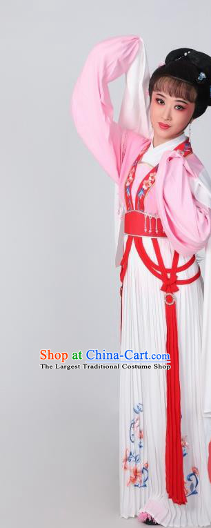 Chinese Traditional Huangmei Opera He Wenxiu Pink Dress Garments Ancient Young Woman Clothing Peking Opera Actress Costumes
