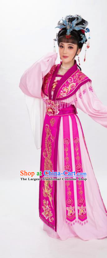 Chinese Peking Opera Hua Tan Garment Costumes Traditional Shaoxing Opera Empress Magenta Dress Ancient Royal Princess Clothing