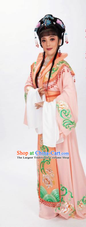 Chinese Traditional Shaoxing Opera Empress Light Pink Dress Ancient Queen Clothing Peking Opera Hua Tan Garment Costumes