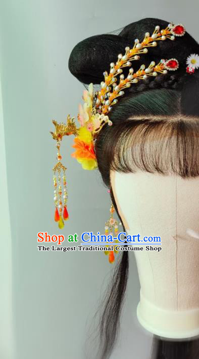 China Beijing Opera Hua Tan Headpieces Ancient Princess Hair Accessories Traditional Yue Opera Actress Phoenix Hairpin