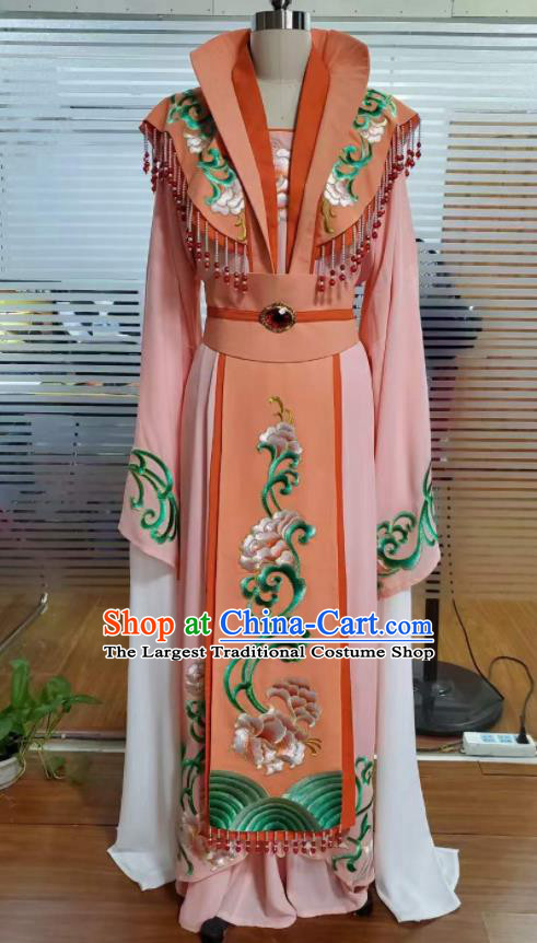 Chinese Traditional Shaoxing Opera Empress Orange Dress Ancient Fairy Clothing Peking Opera Hua Tan Garment Costumes
