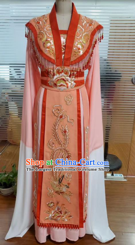 Chinese Ancient Royal Empress Clothing Peking Opera Diva Garment Costumes Traditional Shaoxing Opera Actress Orange Dress