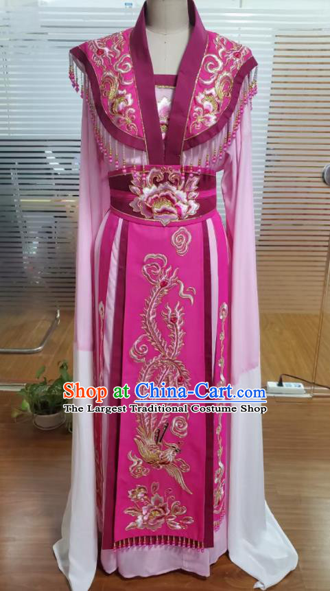 Chinese Traditional Shaoxing Opera Actress Magenta Dress Ancient Royal Empress Clothing Peking Opera Diva Garment Costumes