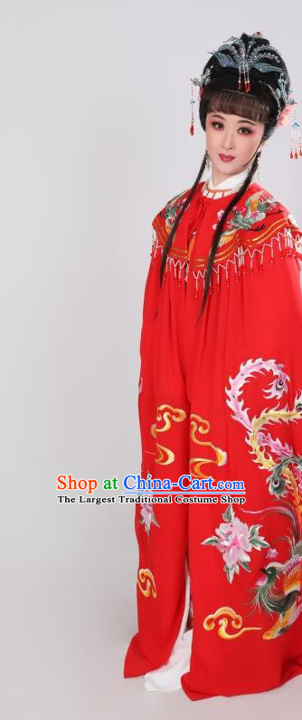 Chinese Peking Opera Hua Tan Red Cape Traditional Shaoxing Opera Diva Mantle Ancient Empress Phoenix Clothing