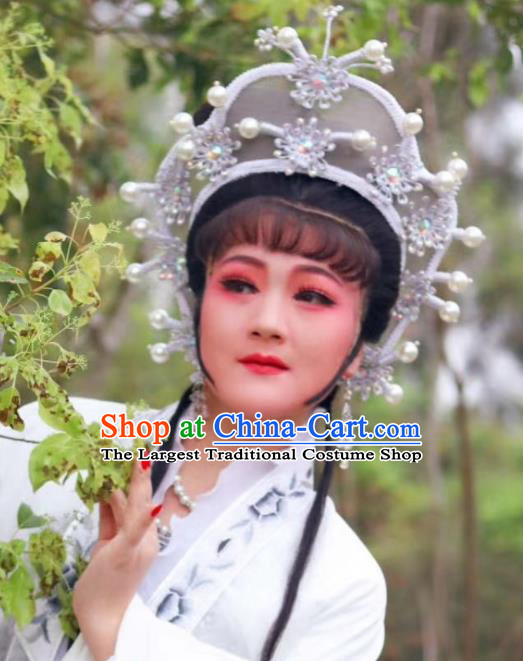 Chinese Beijing Opera Hua Tan Hair Crown Traditional Opera Bai Suzhen Hair Accessories Shaoxing Opera Actress Headdress