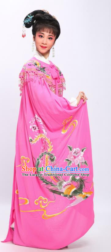 China Peking Opera Hua Tan Cape Costume Ancient Princess Clothing Shaoxing Opera Empress Embroidered Peach Pink Mantle