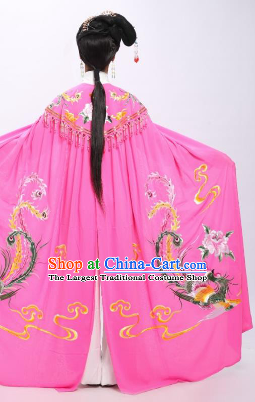 China Peking Opera Hua Tan Cape Costume Ancient Princess Clothing Shaoxing Opera Empress Embroidered Peach Pink Mantle