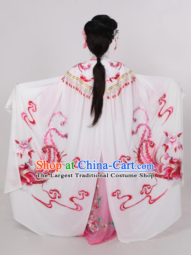 China Peking Opera Diva White Cape Costume Ancient Princess Clothing Shaoxing Opera Empress Embroidered Phoenix Mantle