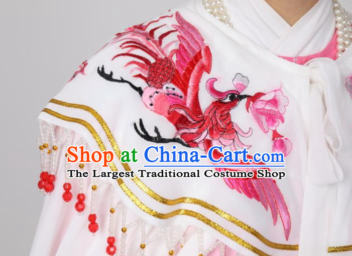 China Peking Opera Diva White Cape Costume Ancient Princess Clothing Shaoxing Opera Empress Embroidered Phoenix Mantle