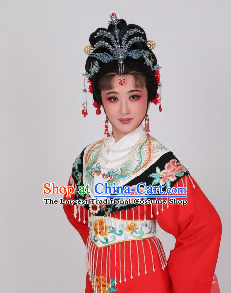 China Shaoxing Opera Wang Xifeng Red Dress Peking Opera Noble Woman Costume Ancient Royal Princess Clothing