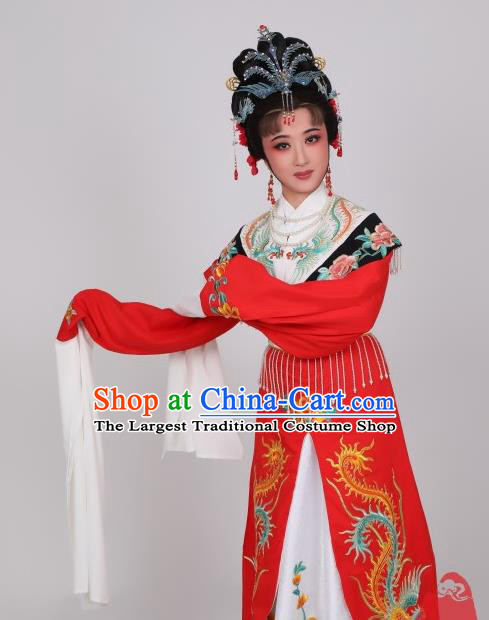 China Shaoxing Opera Wang Xifeng Red Dress Peking Opera Noble Woman Costume Ancient Royal Princess Clothing
