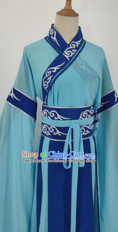 China Shaoxing Opera Hua Tan Blue Dress Peking Opera Distressed Mistress Costume Ancient Country Female Clothing