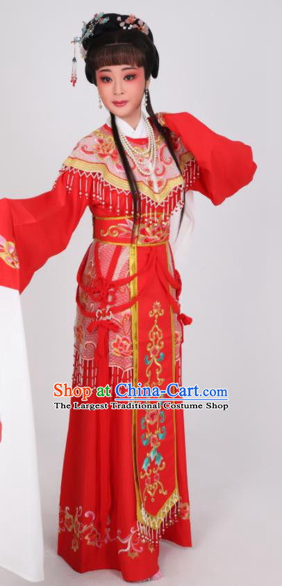 China Shaoxing Opera Diva Red Dress Peking Opera Princess Garment Costume Ancient Royal Empress Clothing