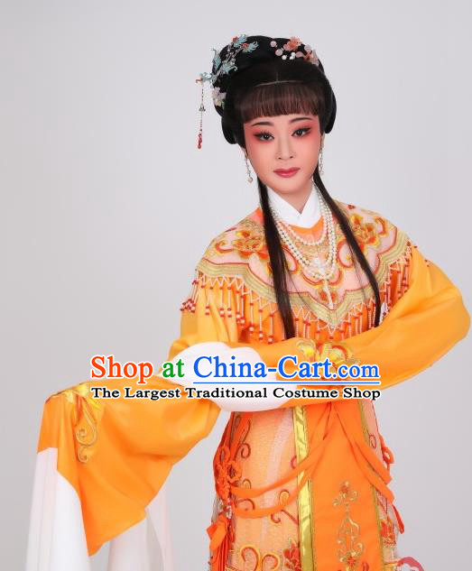 China Ancient Royal Empress Clothing Shaoxing Opera Diva Orange Dress Peking Opera Princess Garment Costume