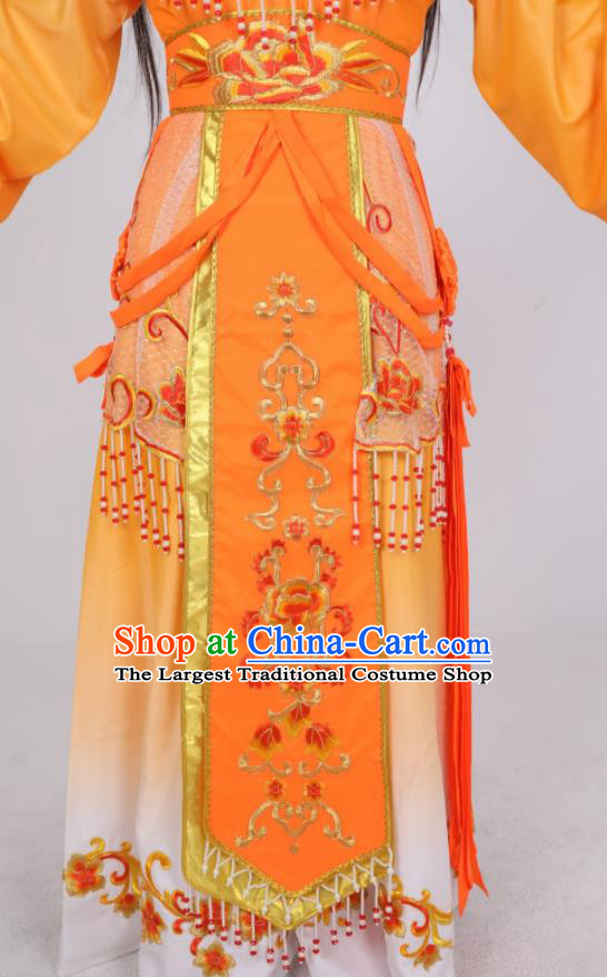 China Ancient Royal Empress Clothing Shaoxing Opera Diva Orange Dress Peking Opera Princess Garment Costume