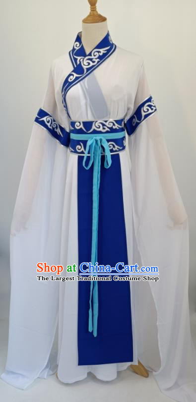China Peking Opera Distressed Mistress Costume Ancient Country Female Clothing Shaoxing Opera Hua Tan White Dress