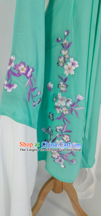 China Peking Opera Diva Costume Ancient Princess Clothing Shaoxing Opera Actress Green Water Sleeve Outer Garment