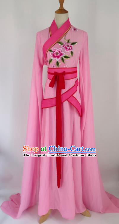 China Peking Opera Country Woman Costume Ancient Palace Lady Clothing Shaoxing Opera Servant Girl Pink Dress