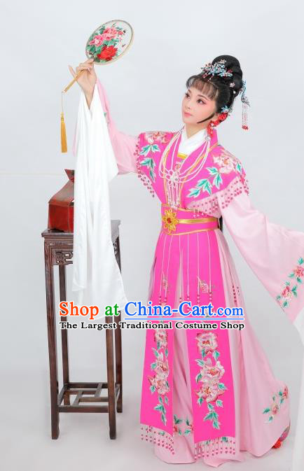 China Shaoxing Opera Court Woman Pink Dress Peking Opera Diva Costume Ancient Empress Clothing