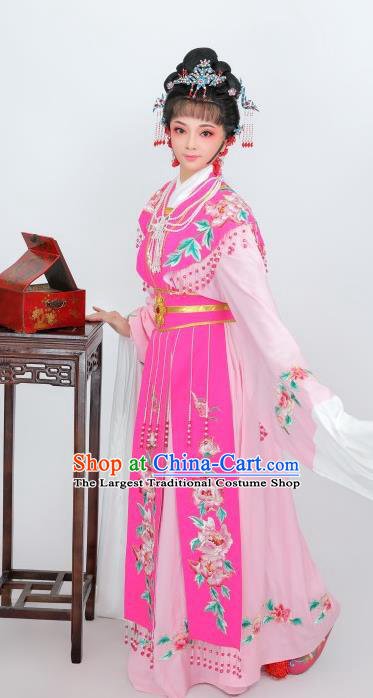 China Shaoxing Opera Court Woman Pink Dress Peking Opera Diva Costume Ancient Empress Clothing