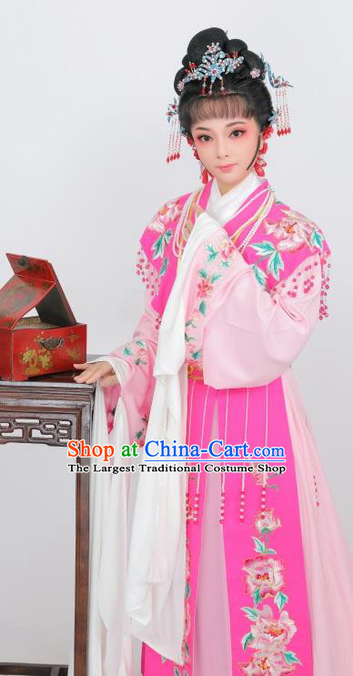 China Shaoxing Opera Court Woman Pink Dress Peking Opera Diva Costume Ancient Empress Clothing