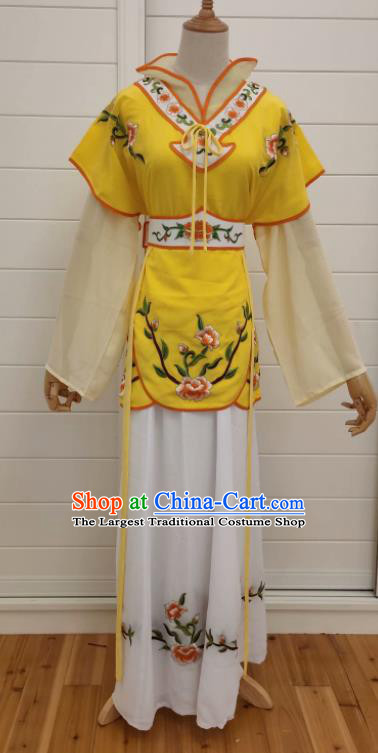 China Ancient Servant Girl Clothing Huangmei Opera Actress Yellow Dress Peking Opera Palace Maid Costume