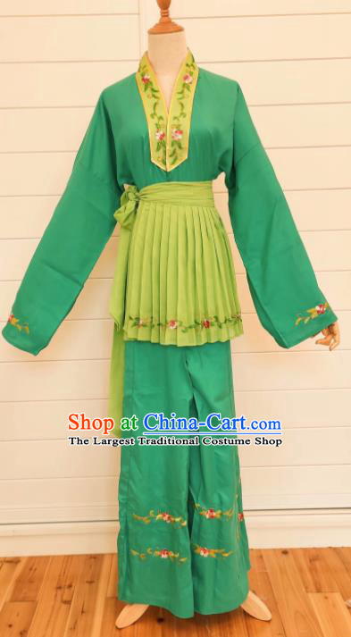 China Peking Opera Maid Costume Ancient Servant Girl Clothing Huangmei Opera Actress Green Dress