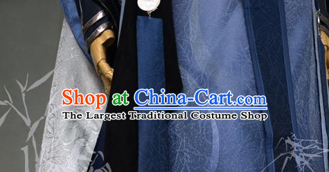 Chinese Ancient Taoist Priest Garment Costumes Cosplay Swordsman Blue Clothing Moonlight Blade Chun Yang Apparel