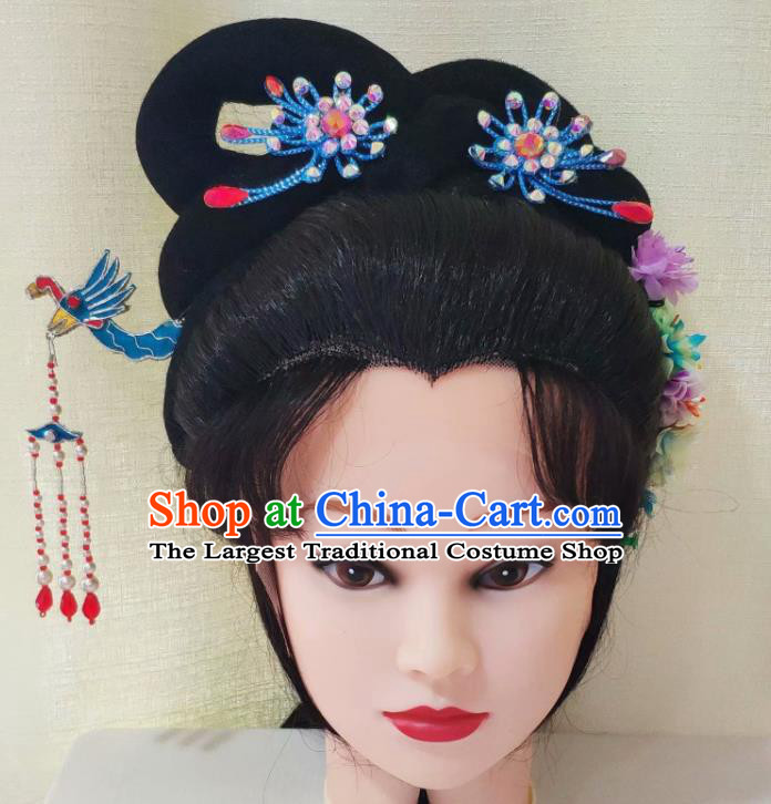Chinese Beijing Opera Hua Tan Wig Headgear Traditional Opera Fairy Headdress Huangmei Opera Princess Headwear