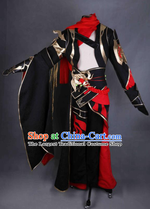 Chinese Game Meng Jian Ji Apparel Ancient Young Hero Garment Costumes Cosplay Swordsman Black Clothing