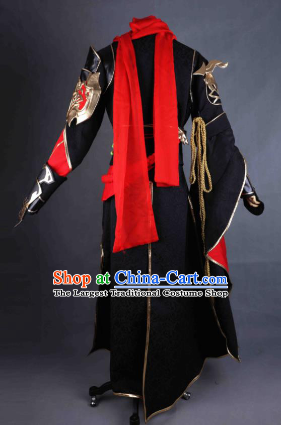 Chinese Game Meng Jian Ji Apparel Ancient Young Hero Garment Costumes Cosplay Swordsman Black Clothing