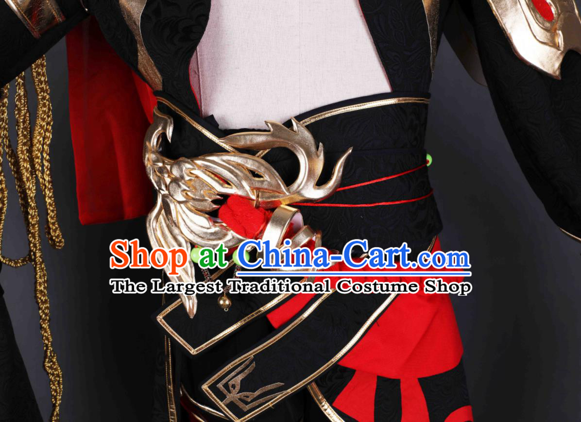 Chinese Game Meng Jian Ji Apparel Ancient Young Hero Garment Costumes Cosplay Swordsman Black Clothing