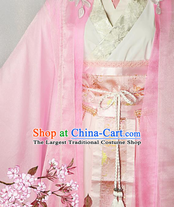 Chinese Ancient Goddess Clothing Traditional Pink Hanfu Dress Cosplay Princess Garment Costumes