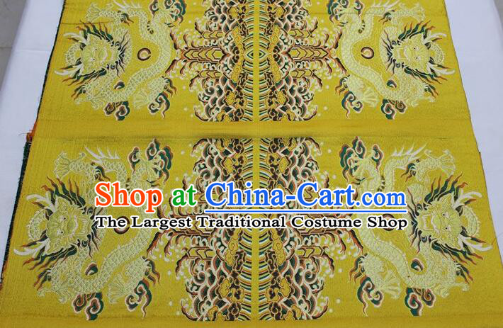 China Ancient Costume Silk Fabrics Traditional Drapery Classical Large Dragon Pattern Yellow Brocade Fabric