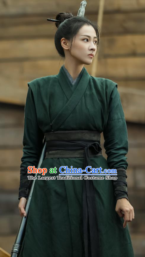 Chinese Female Knight Black Dress Clothing Wuxia TV Series Sword Snow Stride Garment Ancient Swordswoman Replica Costumes