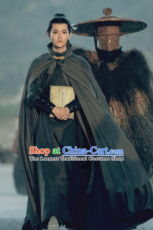 Chinese Ancient Prince Replica Costumes Noble Childe Clothing Wuxia TV Series Sword Snow Stride Zhao Kai Garment with Cloak