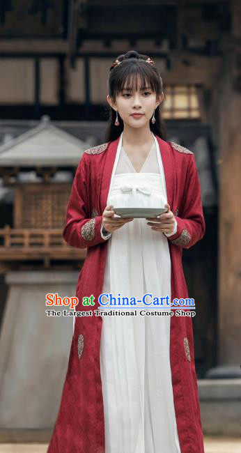 Chinese Young Beauty Clothing Wuxia TV Series Sword Snow Stride Hong Shu Garments Ancient Servant Girl Replica Costumes