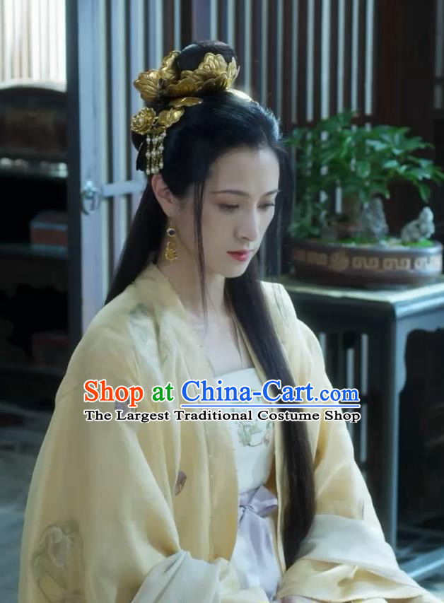 Chinese Young Beauty Yellow Dress Costume TV Series Sword Snow Stride Garments Ancient Female Swordsman Clothing