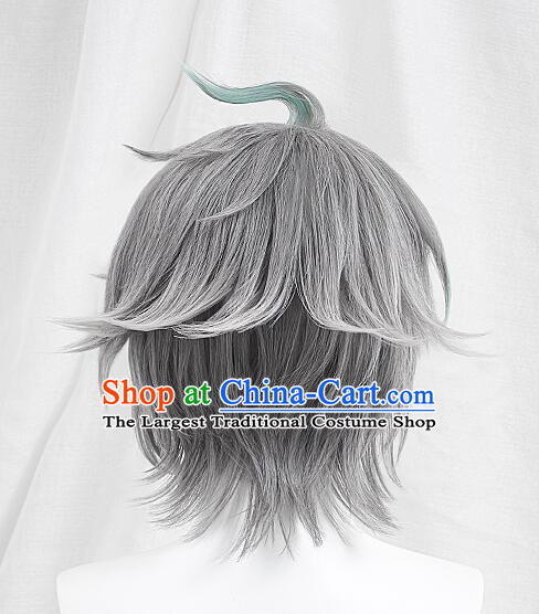 Top Cosplay Grey Wig Handmade Short Wig Men Head Gear