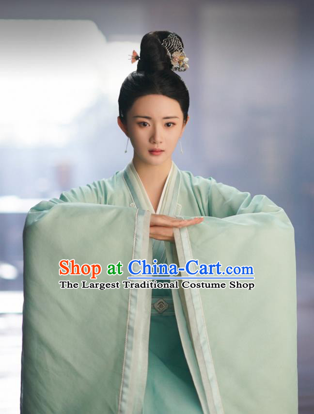 Chinese Wuxia TV Series Palace Lady Clothing Ancient Royal Princess Green Dress Garments Qie Shi Tian Xia Bai Replica Costume